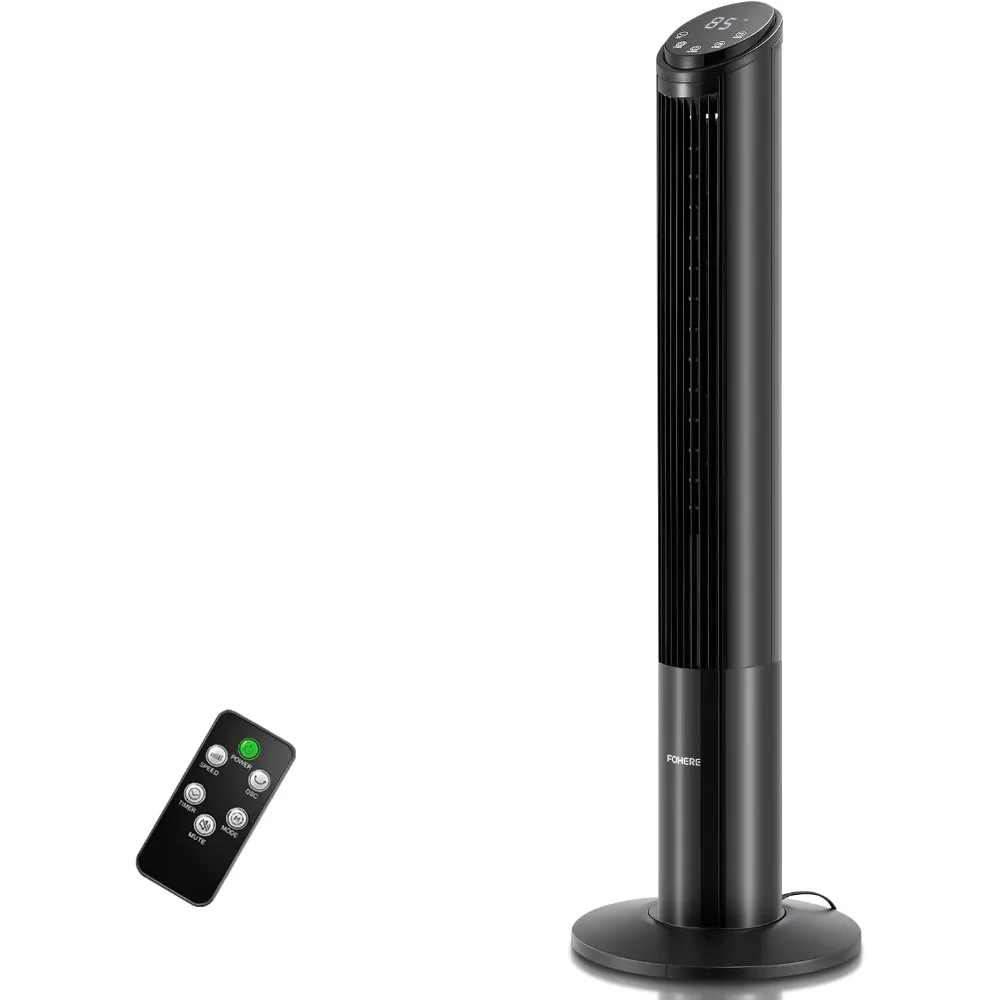 40'' Tower Fan for Bedroom, Quiet Bladeless Oscillating Fan with Remote Control, 12 Speeds, 4 Modes,12H Timer, LED Display