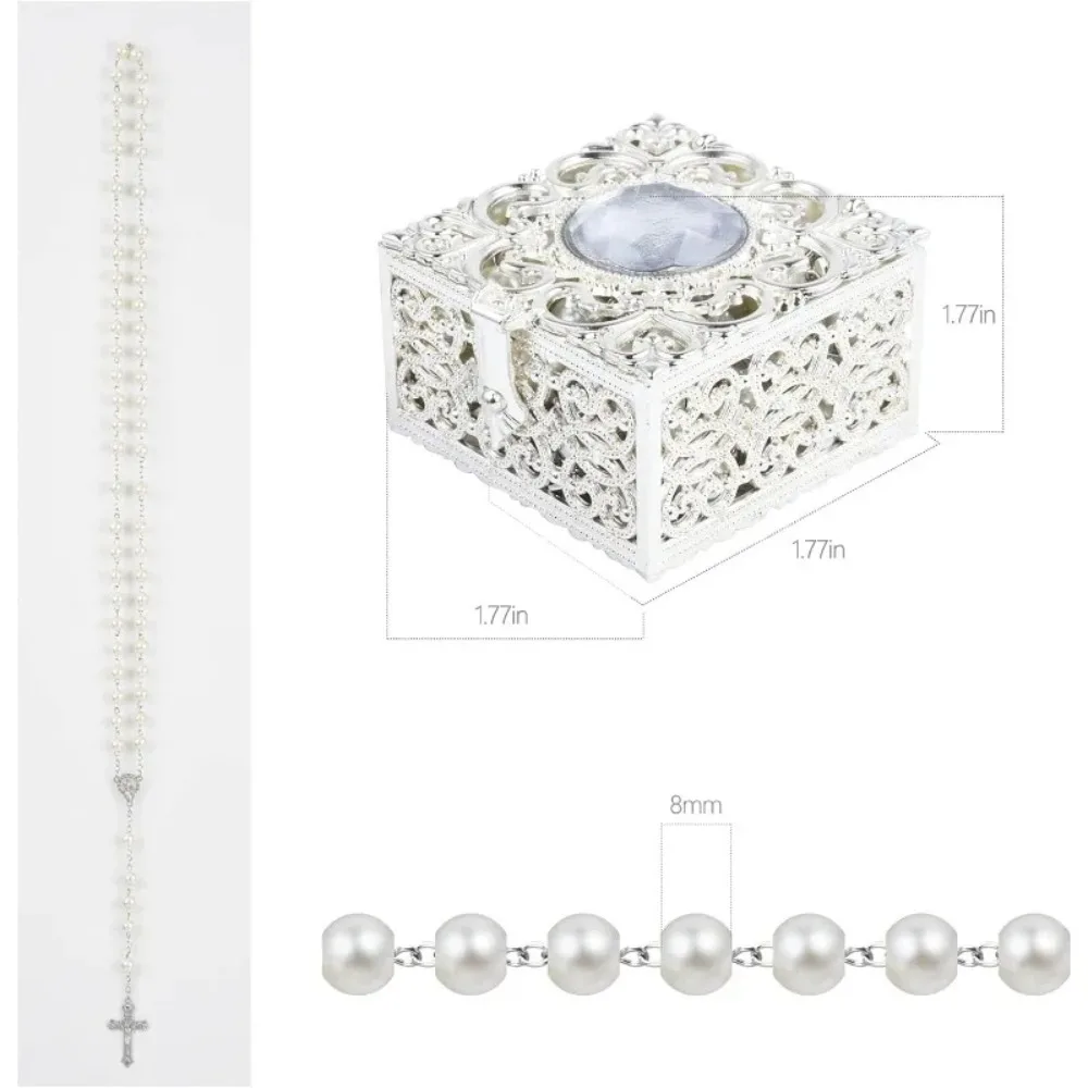 Rosary Necklace Rosary Beads Rosary Beads Catholic for Pack in Holy Cup Metal Gift Box First Communion Rosary