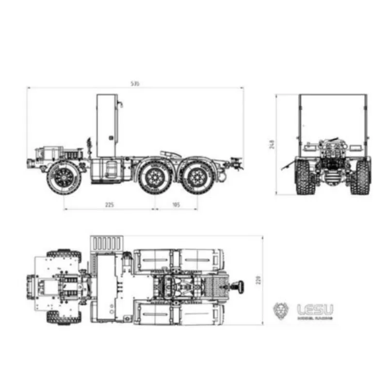 LESU 1/14 6*6 Metall Chassis für DIY Tamiyaya 56352 RC Traktor Lkw Spielzeug Modell Geschenk DIY Toucan Hobby 3363 TH16376