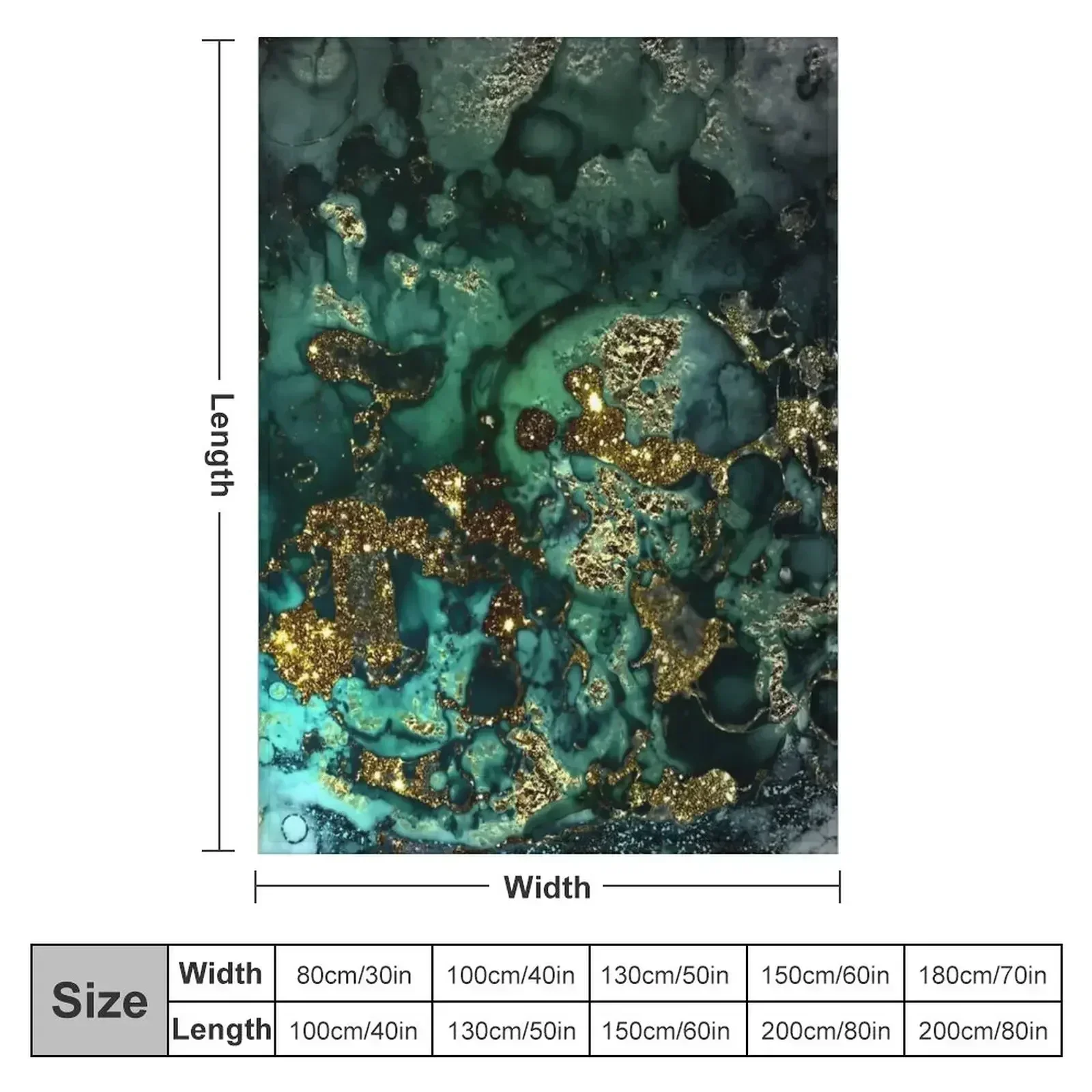 Gold Indigo Faux Malachite Marble Throw Blanket couch cozy soft plush fuzzy picnic outdoor blanket
