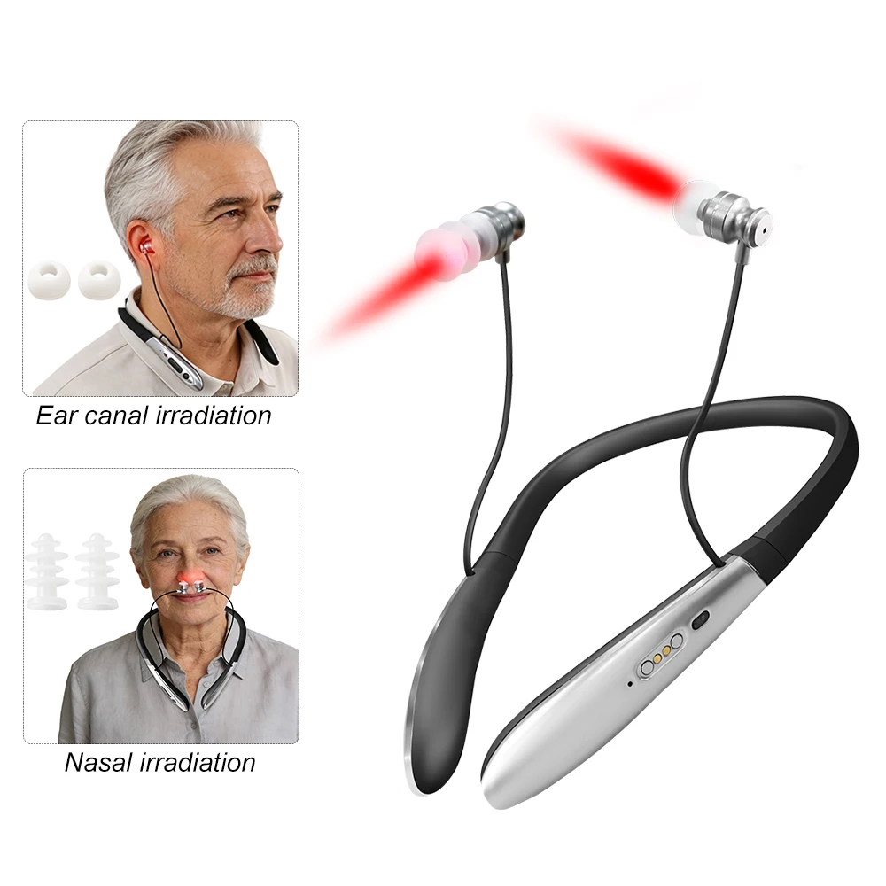 

Portable Nasal and Ear Canal Laser Irradiator Tinnitus Rhinitis Relief Neck-hanging Rechargeable 650nm LLLT Physiotherapy Device