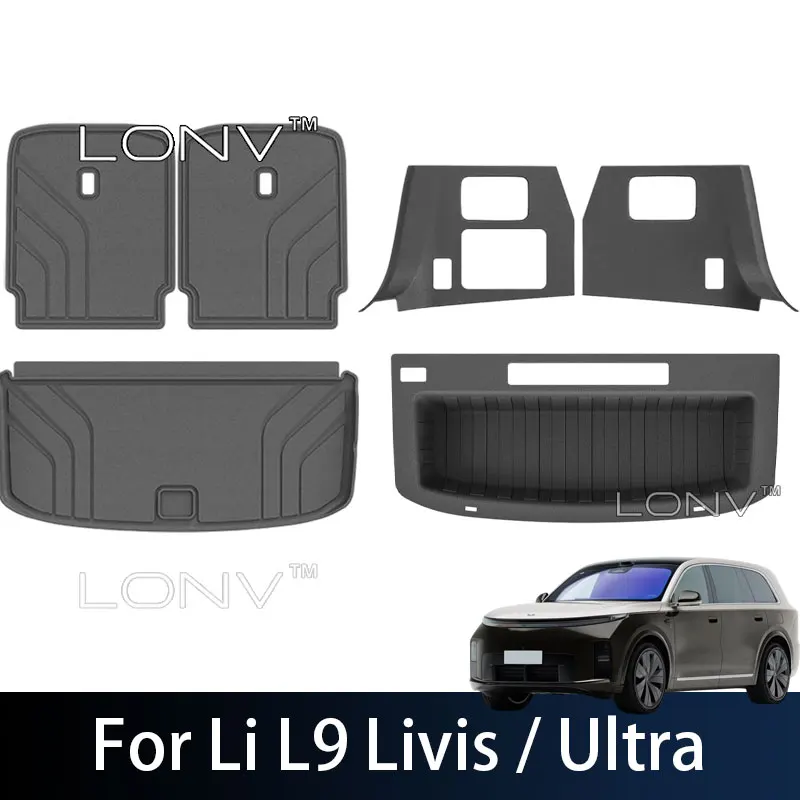 For Li L9 Livis / Ultra 2026 2027 Car TPE Trunk Mat Pad Cargo Liner Waterproof Side Covering Pad Rear Storage Pad Accessories
