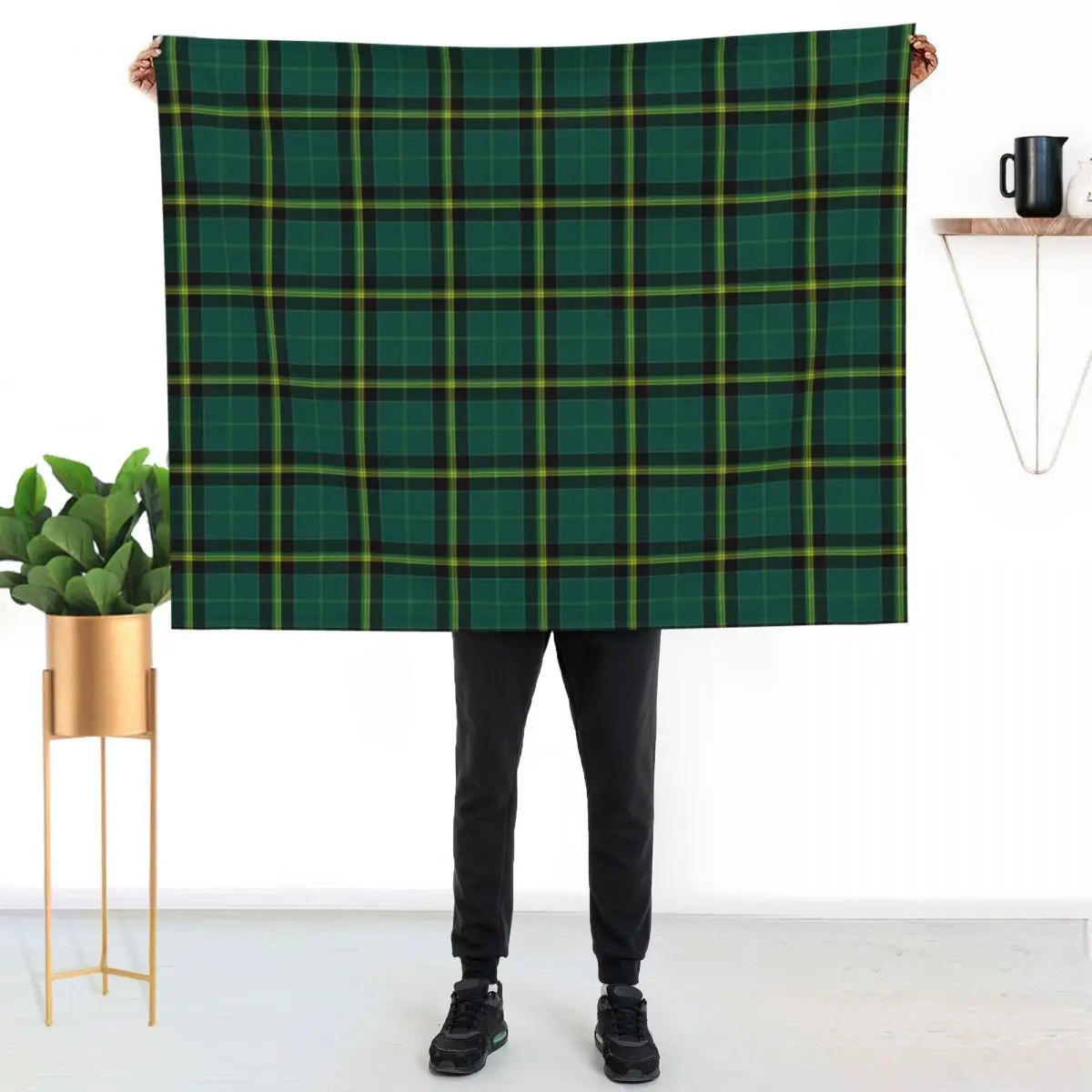 

Duffy Tartan Pattern Green Irish Plaid Throw Blanket Cozy Light Blanket for Travel Camping Picnic