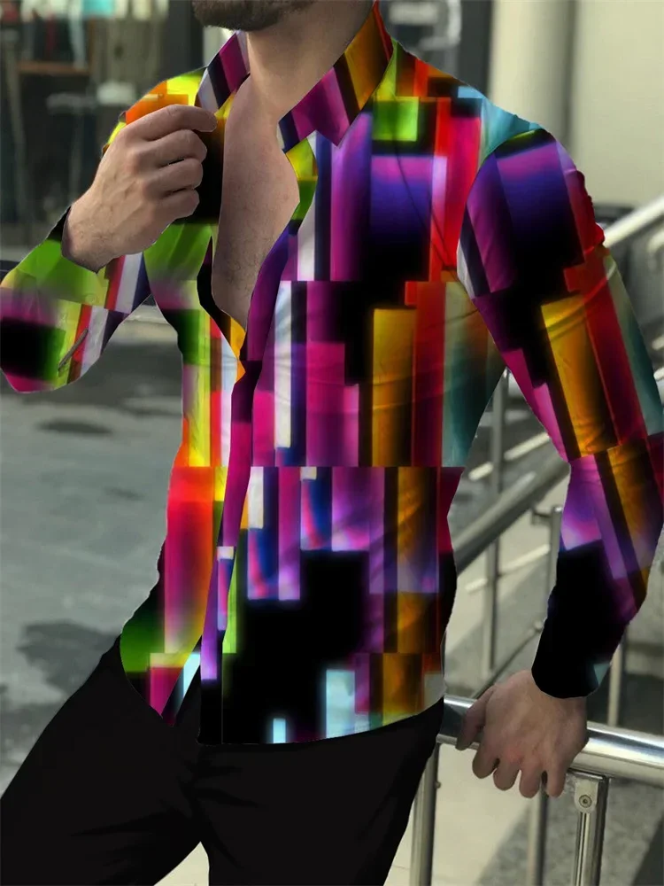 

2023 Men Formal Party Shirt High Quality Material Plaid Lapel Blue Purple Green Red Outdoor Street Fashion Designer New