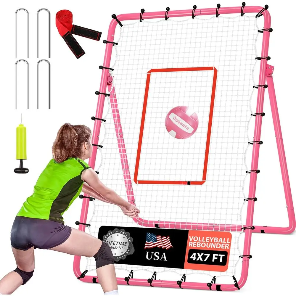 

Adjustable 6-Angle Volleyball Training Net with PU Ball and Stakes - Ideal for Volleying, Bumping, Spiking, Easy Setup & Multi-S