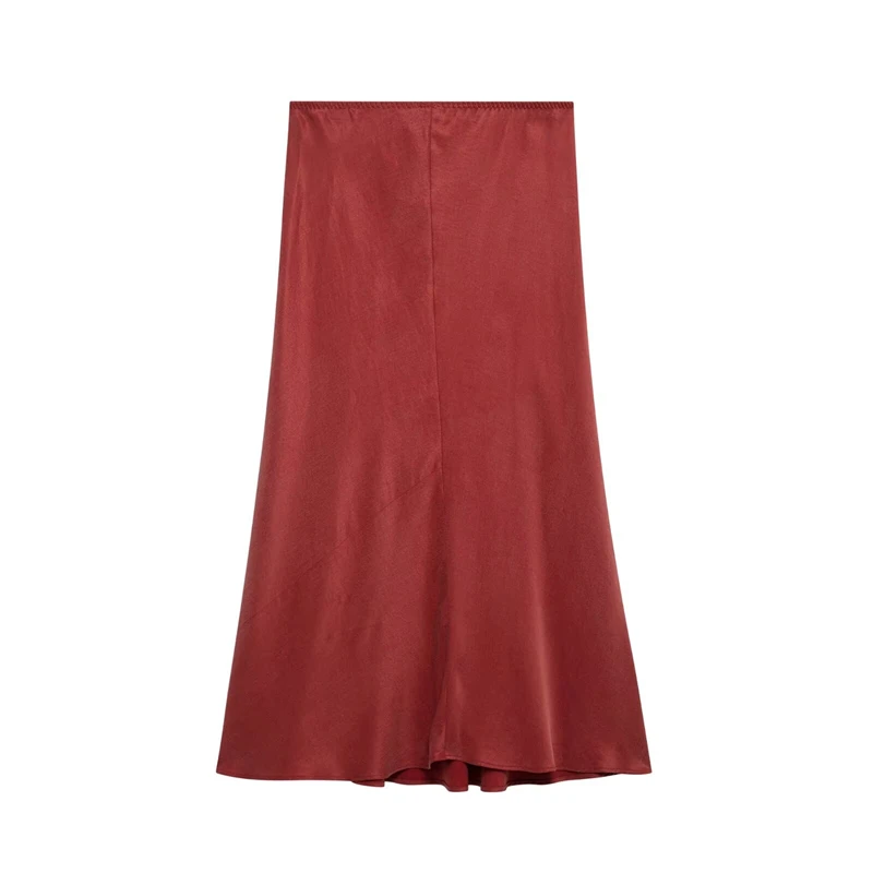 KEYANKETIAN 2025 New Women's Solid color Long Satin Skirt Spring Elastic Waist Slim Elegant A Line Ankle-length MIDI Skirt Thin