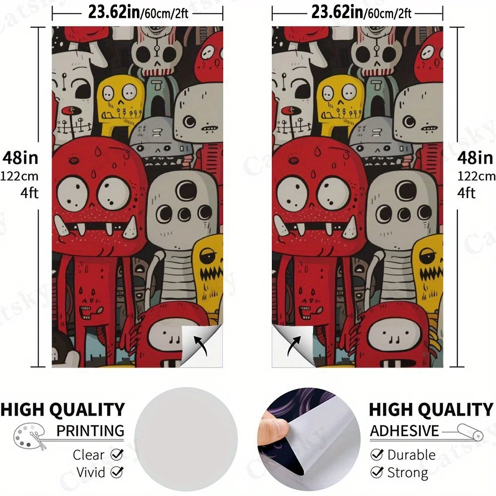 Cartoon Monster,2D Flat Vinyl Sandboard Decals - Budget-Friendly and High Value, Bubble-Free and Easy to Stick, Waterproof Wear-