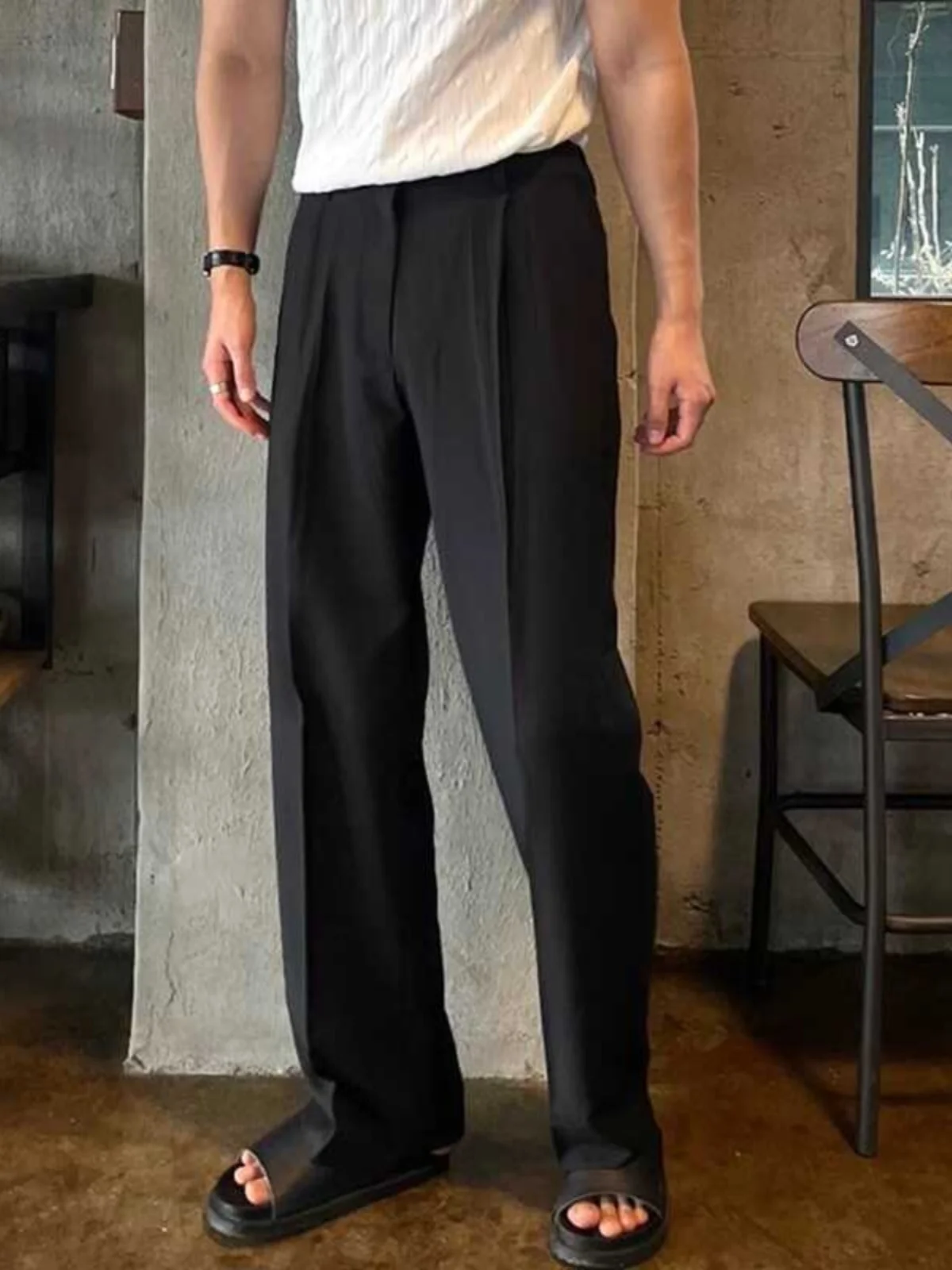 

Летние тонкие повседневные брюки мужские, универсальные, дышащие, прямые, в корейском стиле, свободные, струящиеся, длинные брюки, модные прямые брюки...