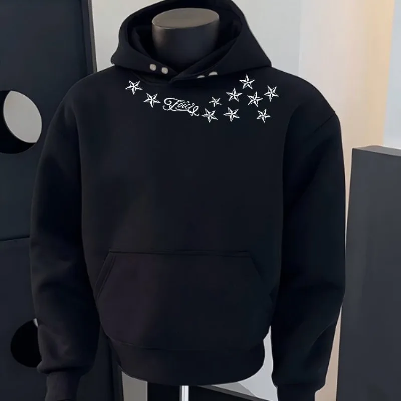 

Stars Printed Luxury Cotton Hoodies Men Vintage Sweatshirts Streetwear Thickened Pullovers Men Winter Clothes Long Sleeves