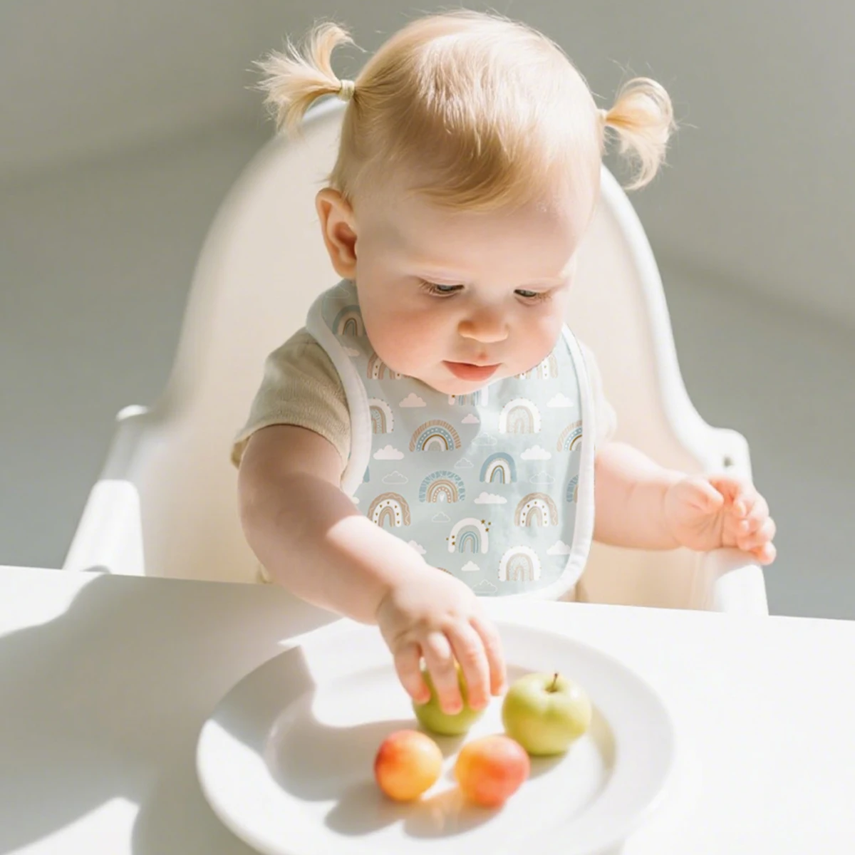 5pcs/Set Newborn Baby Bamboo Cotton Baby Bibs Infant Burp Cloths Cute Round Scarf Toddler Saliva Towel Feeding Stuff