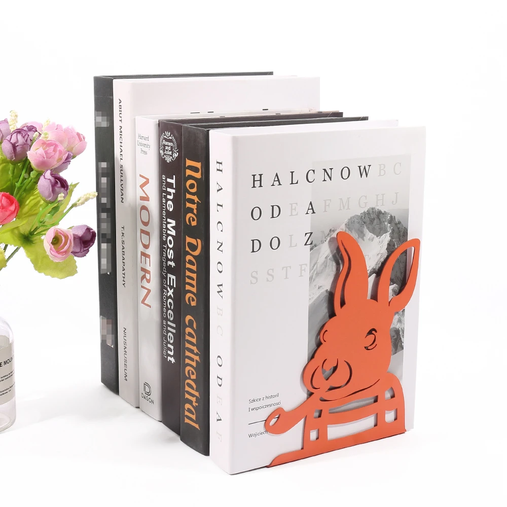 Orange Yellow rabbit Book Ends for Shelves Duty Bookend for Heavy Book Organizer Book Home Bookend Book rack Holder Stand Shel