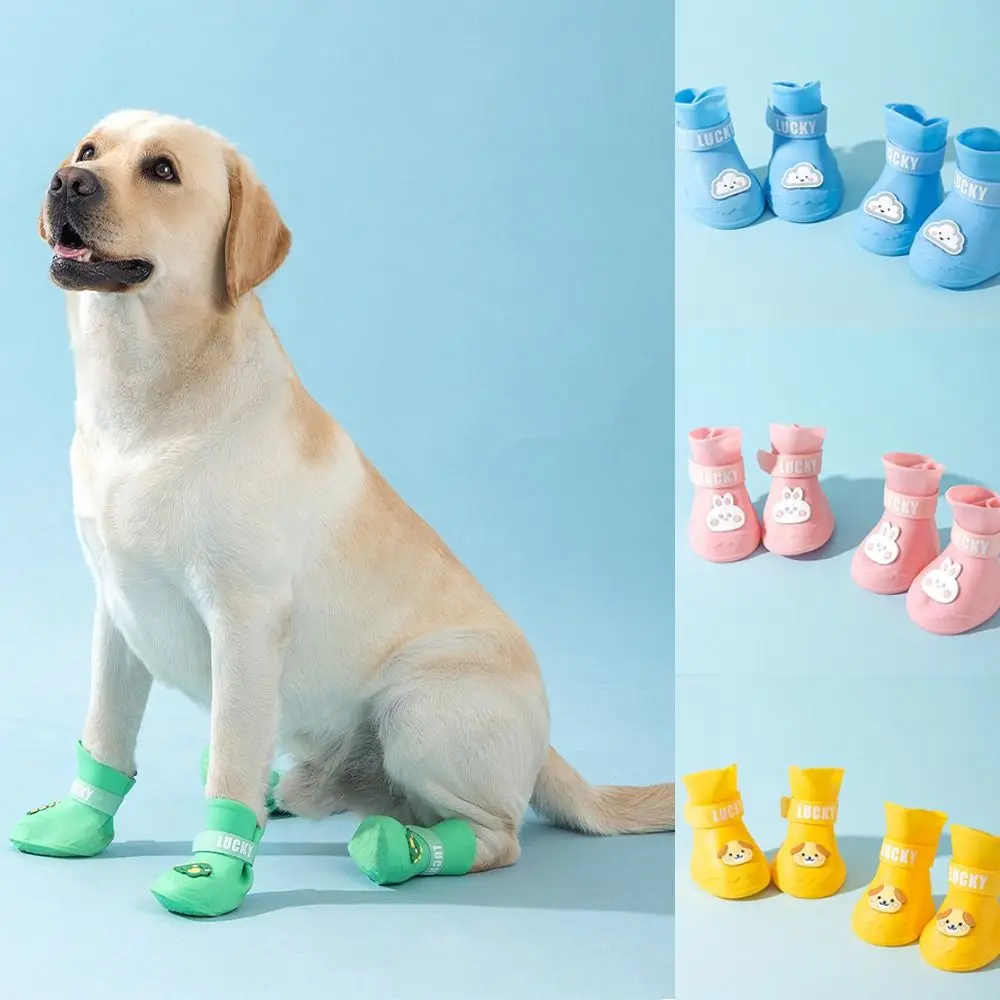 4Pcs WaterProof Pet Rainshoe New Outdoor Footwear Socks Anti-slip Dogs Cats Foot Cover Pet Silicone Boot Pet