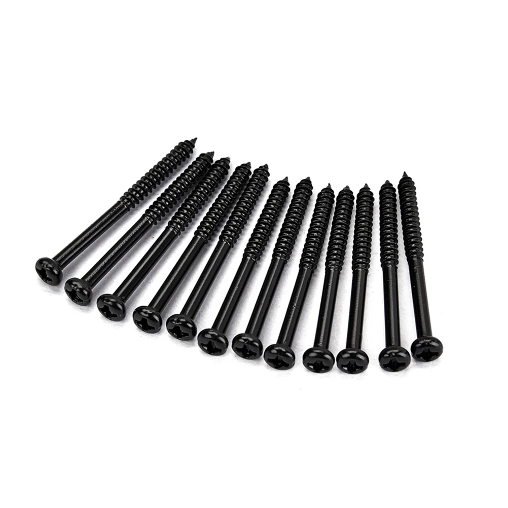 12 Pcs Bass Pickup Mounting Screws Instrument Accessory for PB JB P90 Pickups(Black)