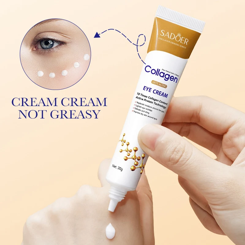 SADOER Collagen Eye Cream Anti Dark Circles Eye Bags Remover Firming Moisturizing skincare Eyes Cream Skin Care for Eyes