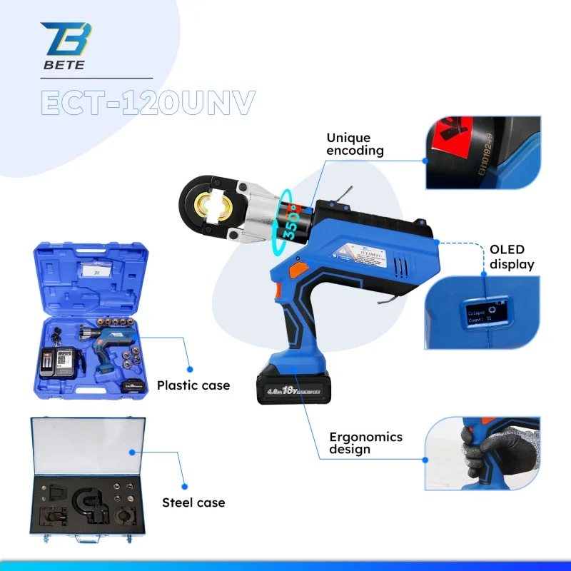 -120UNV 12T Intelligent Cu50-300 Hydraulic Multifunction  Powered Cable Press Power Crimping Tools