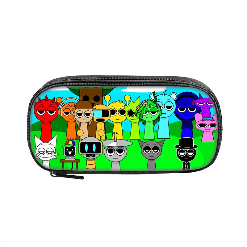 Sprunki 만화 애니메이션 펜 상자 가방 학생 대용량 학교 용품 지퍼 연필 케이스 어린이 생일 선물