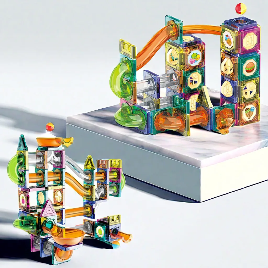 Kleurrijk raam magnetisch vel Kinderglijbaan Bal Magnetische bouwsteen Buismagneet Splicing Track Puzzel Speelgoed Verjaardagscadeau