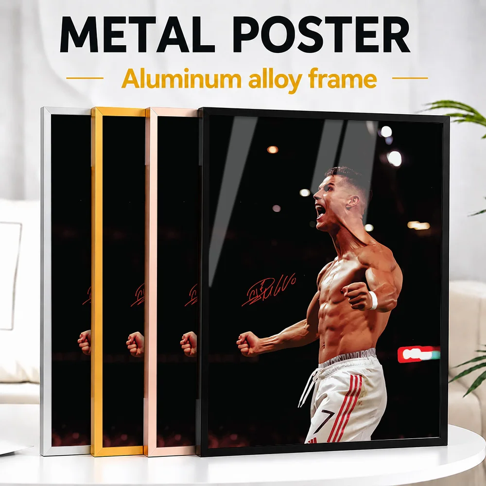 Cristiano Ronaldo Shirtless Victory Metal Poster With Aluminum Alloy Frame Personalized Arena Spirit Wall Art Ideal For Studio