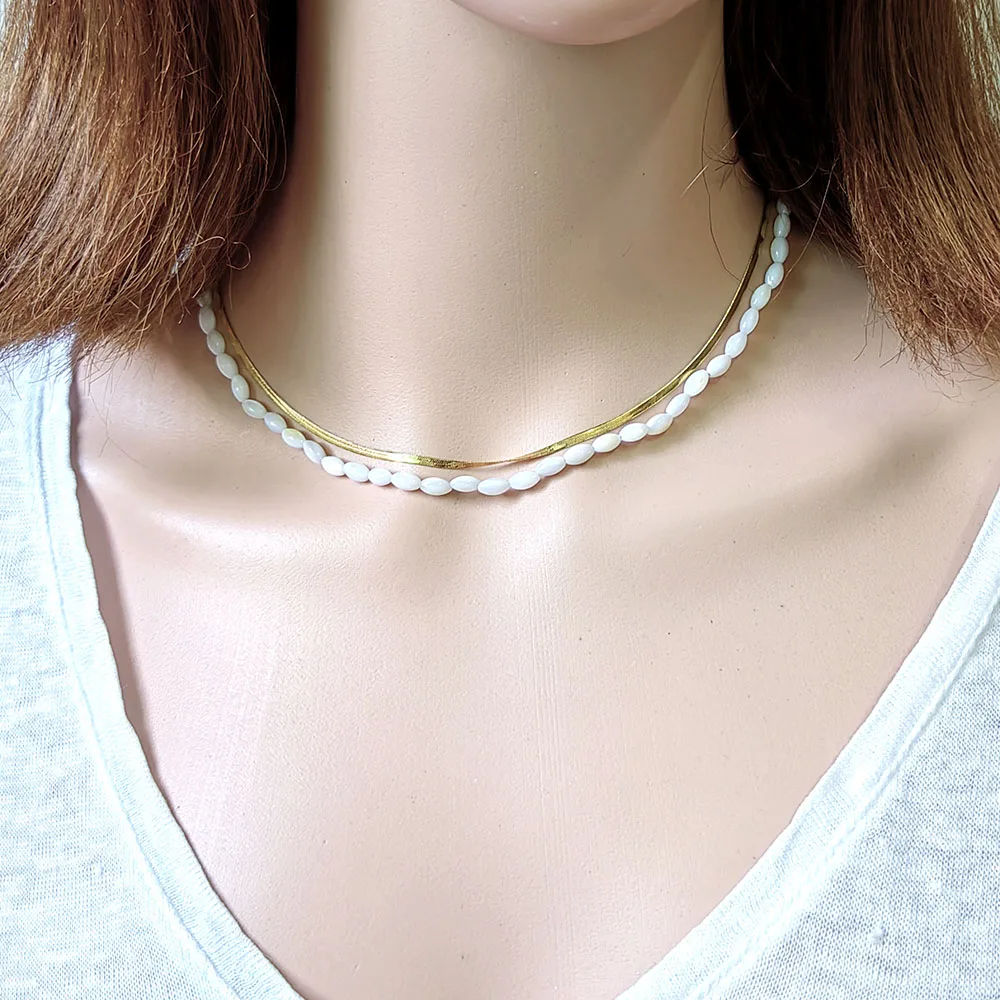 HUIDANG Neu in Perlen Halskette Kragen kurze bunte Muschel Perle Sommer Halskette Damen – Detail 17