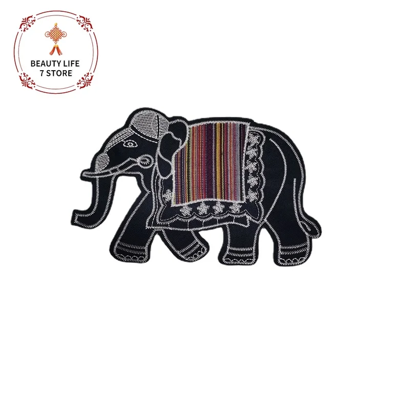 5Pieces/lot Minority Nationality Style Elephant Embroidered Fabric Patches, Sewing Accessory For Clothing Apparel Dress