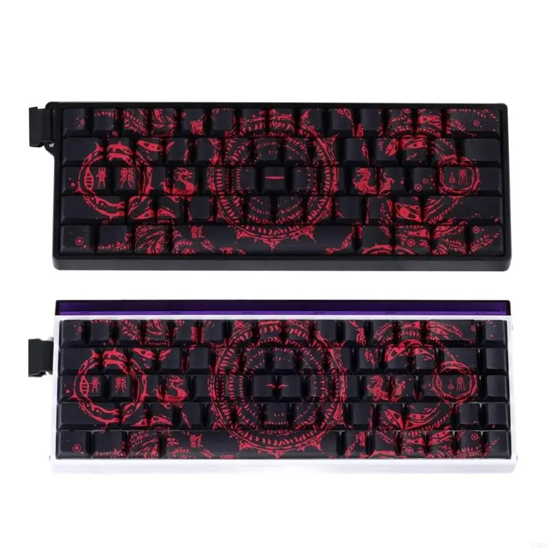 

CORA Tactiled Side Printed Keycaps Professional PBT Intricate Pattern Theme Upgrades for PC Mechanical Keyboards 60% 68% Pattern