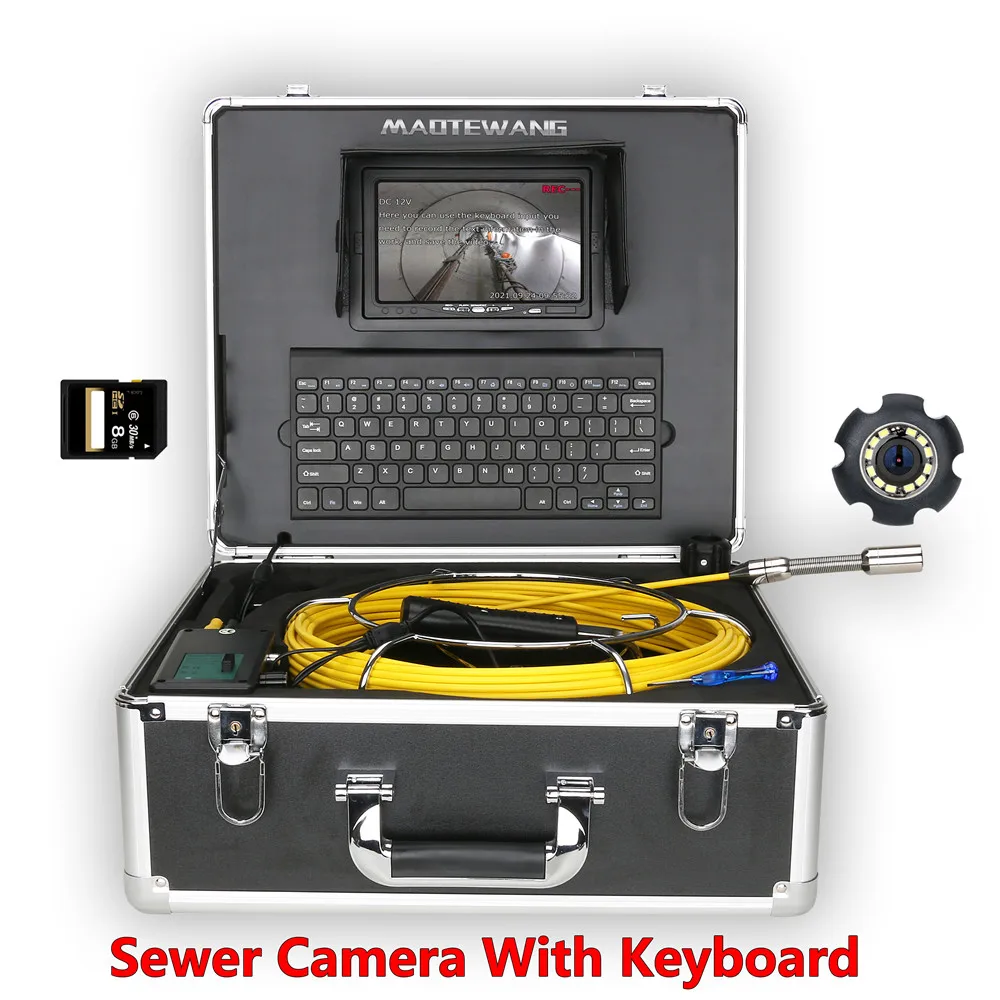 

512HZ Pipe Locator 20M Sewer Pipe Inspection Video Camera with keyboard ,DVR IP68 Pipeline Industrial Endoscope 7" Monitor