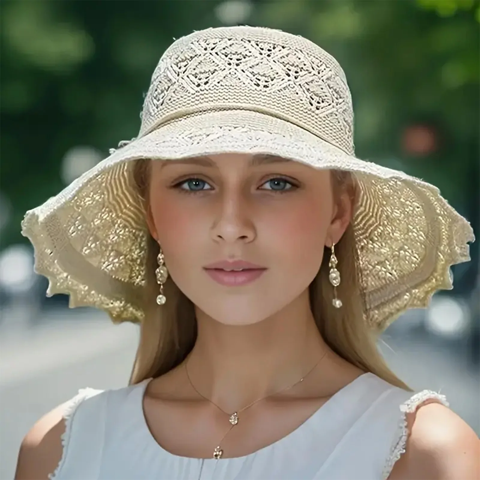 Summer Mesh Sun Hats Korean Version New Straw Hat Women Summer Sun Hat Sun Protection Wave Sun Hat Beach Cool Hat Women's Hat