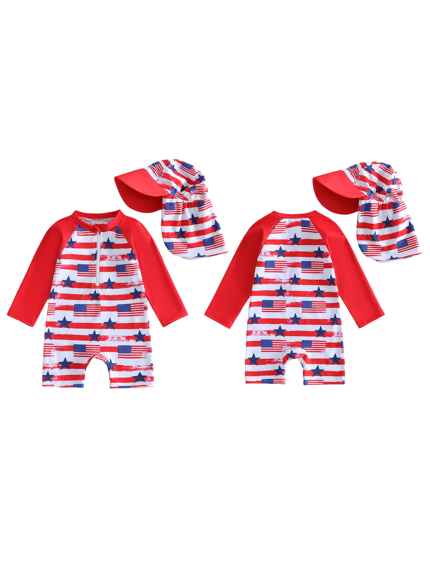 

Baby Girl Swimsuit Set with Cute Floral Print Ruffle Sleeve Rash Guard Swimwear and Matching Sun Hat for Summer Fun