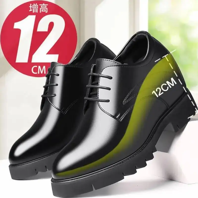 Buty podwyższające 12 cm, buty animacyjne, klasyczne buty do cosplayu, buty anime na grubej podeszwie dla małych mężczyzn, buty cosplay damskie, sznurowane buty.