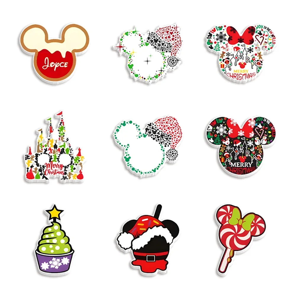 Disney Cup Mickey Flatback Resins Lollipop Gingersnap Christmas Snow Planar DIY Hair Bow Bag Material 30 Pcs/lot