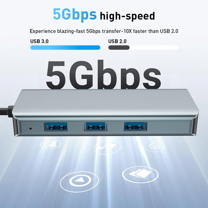 8-in-1 USB C Hub with 4K Ultra HD HDTV, 1000Mbps RJ45, 3x USB 3.0 5Gbps, PD 100W, SD/TF Reader, Aluminum Case for Laptop