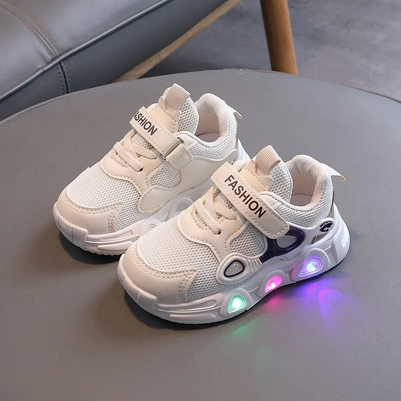 Autumn Boys Girls Flashing Light Shoes Breathable Soft-soled Non-slip School Sports Shoes Children Kids Casual Shoes Casual Shoe