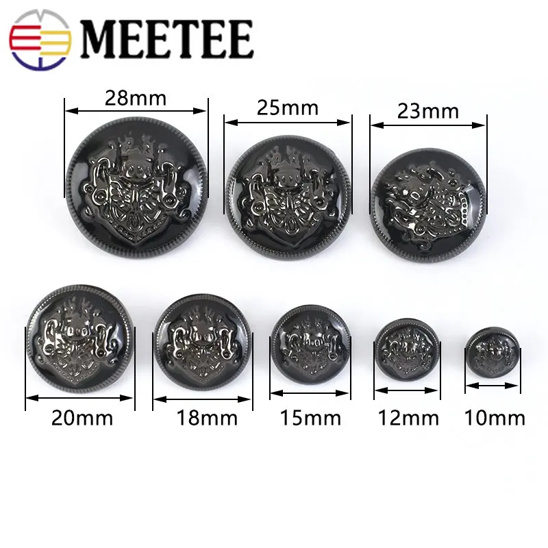 Meetee 20 pezzi bottoni in metallo retrò per cappotto 10-28mm fibbie decorative giacca chiusura indumento artigianato fai da te forniture per cucire