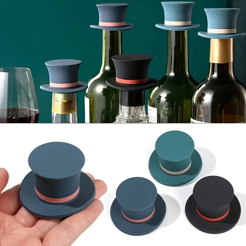 Magic Hat Silicone Wine Stopper - Red Wine Bottle Seal Dustproof, Reusable Silicone Corkscrew for Freshness,Bar Use, Christmas view 5