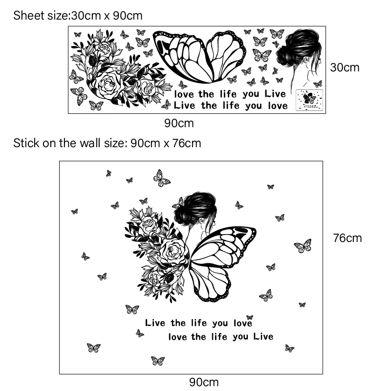 girls room decoration 3d inspirational butterfly wall sticker self adhesive encouraging wing wall decal for bedroom