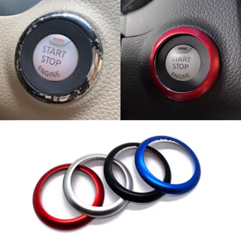 Car Start Stop Button Ring Cover Trim Auto Engine Ignition Button Sticker For Nissan Qashqai J11 Lafesta Murano X-Trail etc Cima