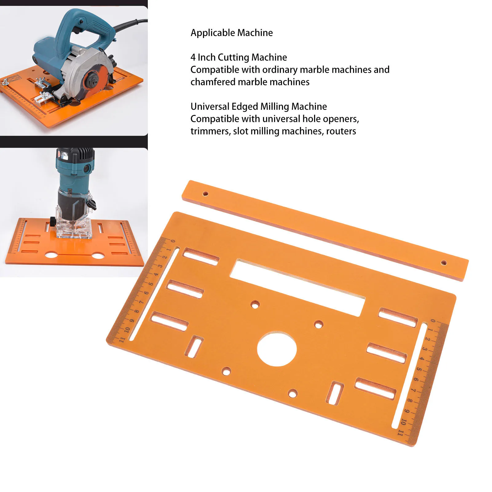 Cutting Machine Base Board 90° and 45° Cut Punching Design 28x15cm 0-9.5cm Range Circular Saw Base Plate for Woodworking Tasks