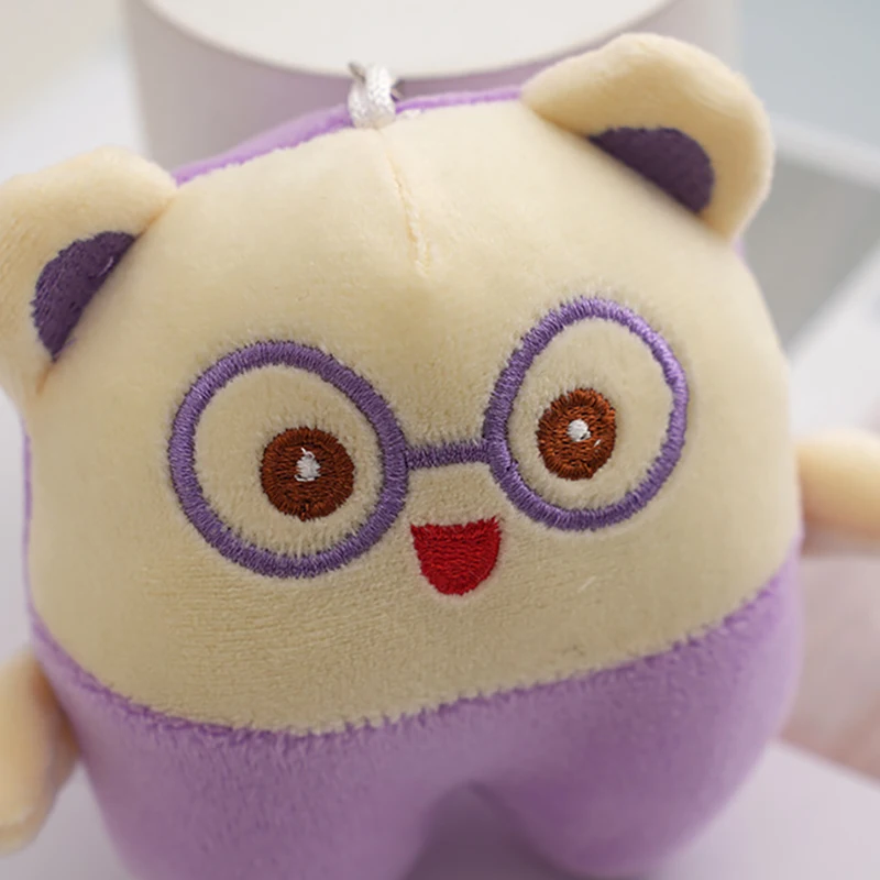 10CM New Glasses Bear Doll Plush Toy Keychain With Glasses Bear Plush Doll Charm Children's Small Gift Doll