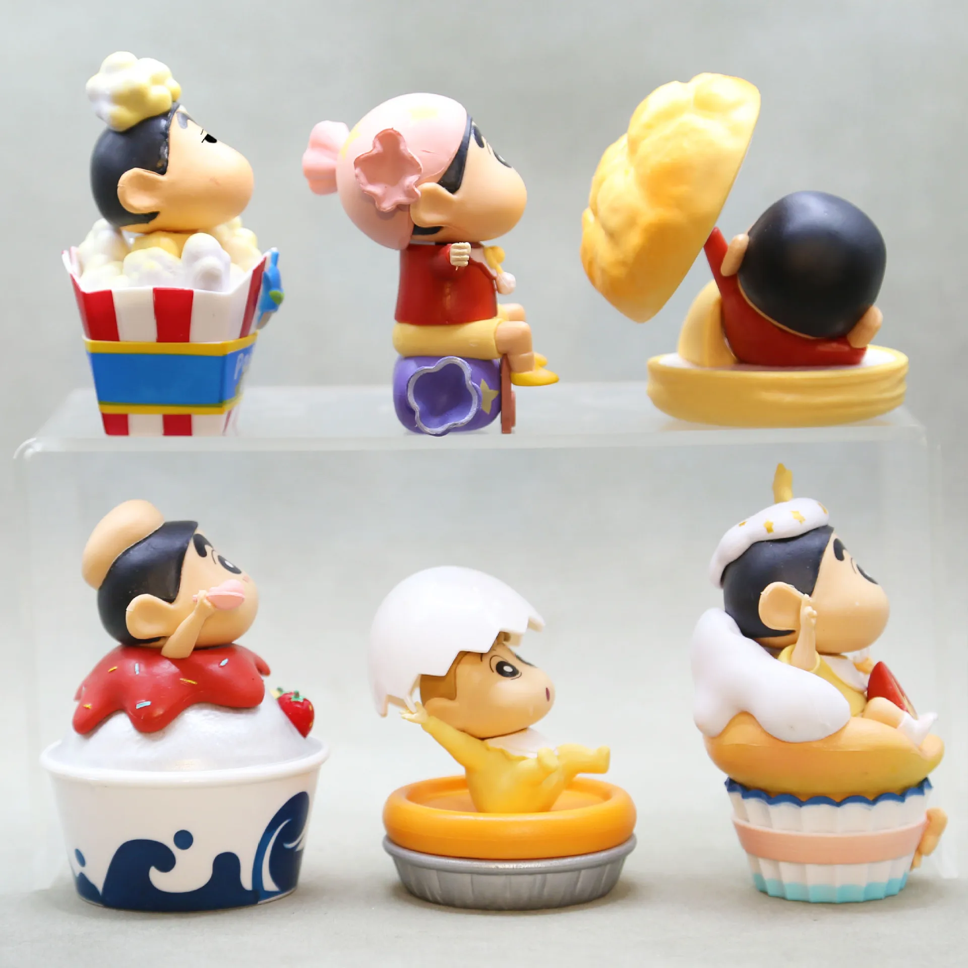 8 centimetri 6 pz/set Anime Crayon Shin-Chan Dim Sum Time Pvc Fai Da Te Figura Giocattoli Per Bambini Giocattoli Regali Auto Ornamento Cottura Della Torta decorazione regali