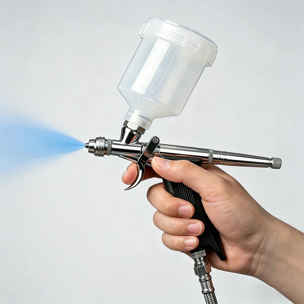 Double Action Trigger Airbrush Pen 0.5mm Nozzle Gravity Feed Professional Fan & Round Nozzle Airbrush Gun Big 100Ml Cup