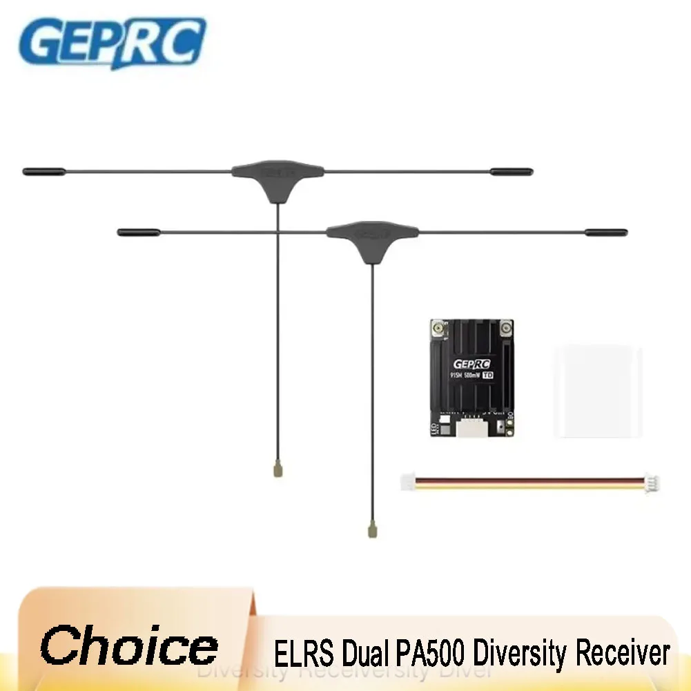 جهاز استقبال GEPRC ELRS Dual PA500 Diversity - 915M/868M، شريحة PA عالية الطاقة 500 ميجاوات، WIFI، غلاف CNC مصنوع من خليط معدني لطائرة FPV Quadcopter Drone،