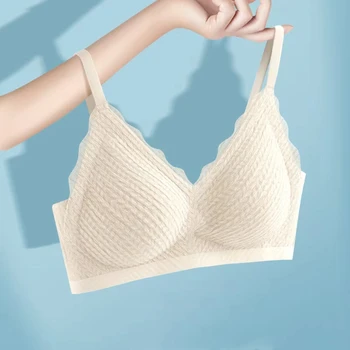 새로운 탑 레이스 원활한 여성 속옷, 작은 가슴이 모여 미끄럼 방지 없는 스틸 링 섹시한 슬링 아름다운 백 브래지어 얇은 섹션 