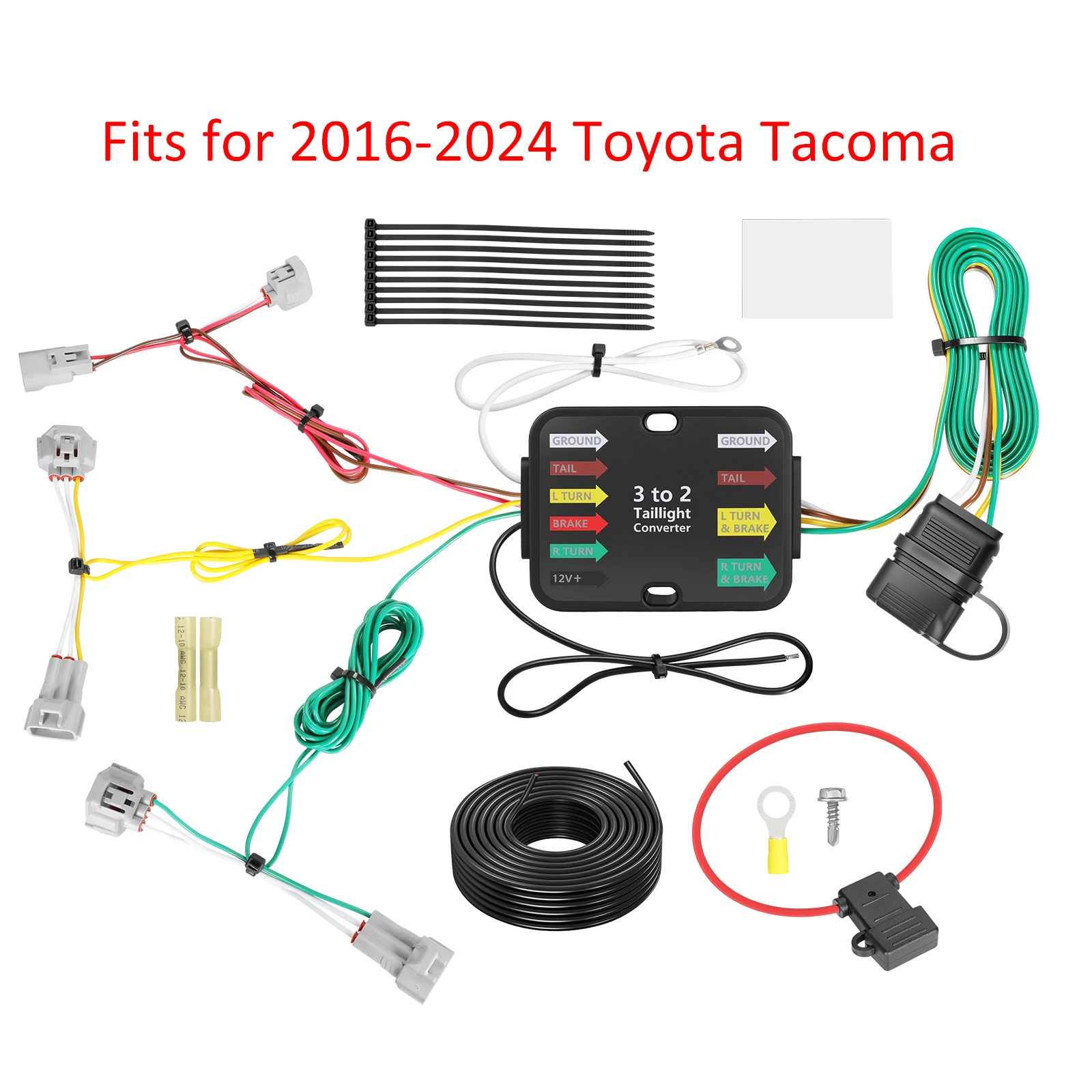 

For 2016-2024 Toyota Tacoma Trailer Tow Hitch Wiring Harness Kit 56349 Vehicle-Side Custom 4-Pin Trailer Wiring Harness Accessor
