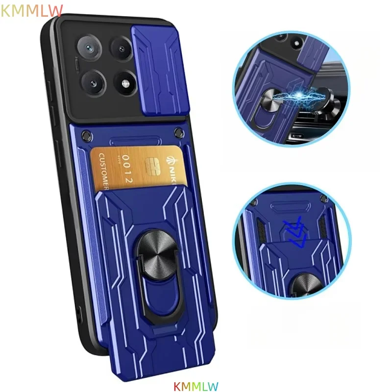Funda Protectora para Xiaomi POCO X6 Pro 5G, Funda con Protección para la Lente de la Cámara, Funda con Ranura para Tarjetas para Mi POCO X7 Pro 5G