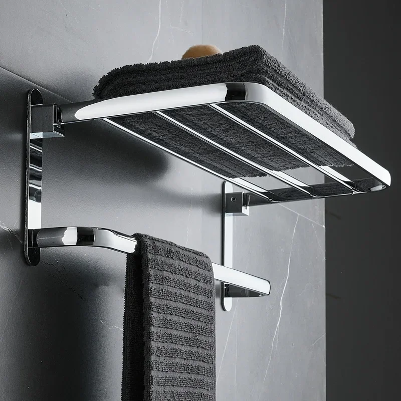 Towel rack, stainless steel electroplated, non perforated bathroom storage rack, bathroom hardware pendant, bathroom towel rack