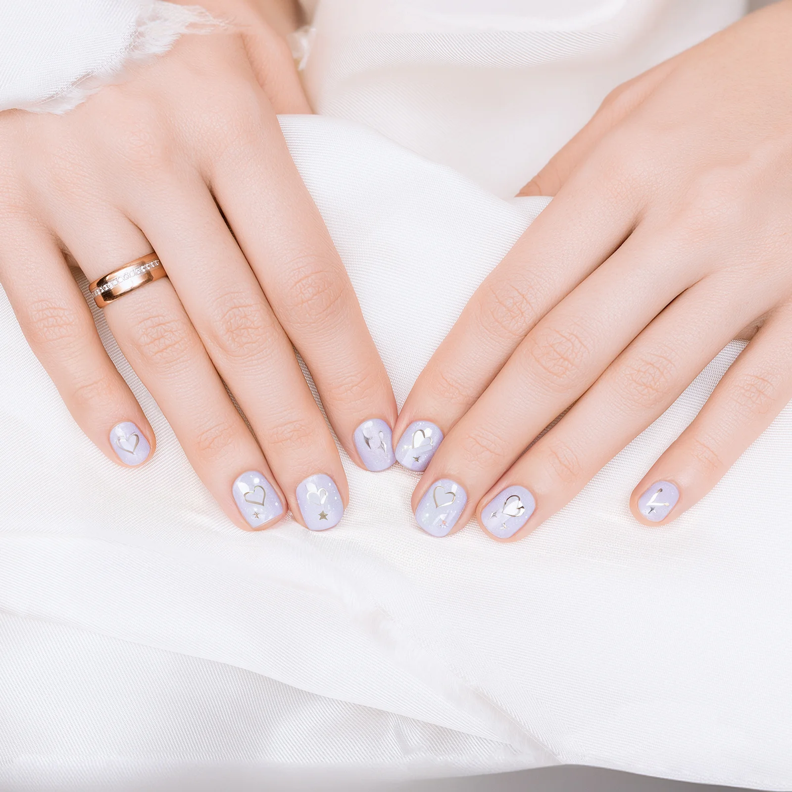 

Silver Star Nail Stickers: Heart Glitter Decals For Manicure Art French Tip Nail Decorations Small Sparkle Charms Women