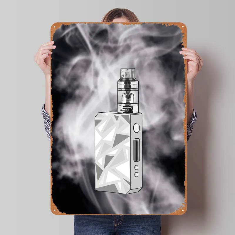 Vape Mod Smoke Tinplate Poster Outdoor Decors Room Decoration Metal Signs Vintage for Wall Decoration Coffee Bar Retro Art Mural