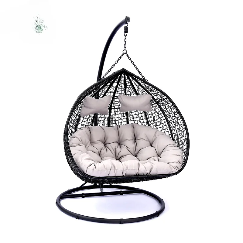 Patio Swing With Stand Outdoor Furniture Set Kids Adults Garden Relax Hammock Double Wicker Rattan Hanging Egg Swing Chair