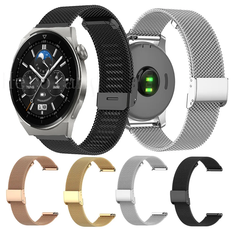 Stainless Steel 18mm 20mm 22mm Strap For Huawei Watch GT 3 Pro 46mm 43mm GT4 Watchband Milanese For Garmin Venu 2 Plus Wristband