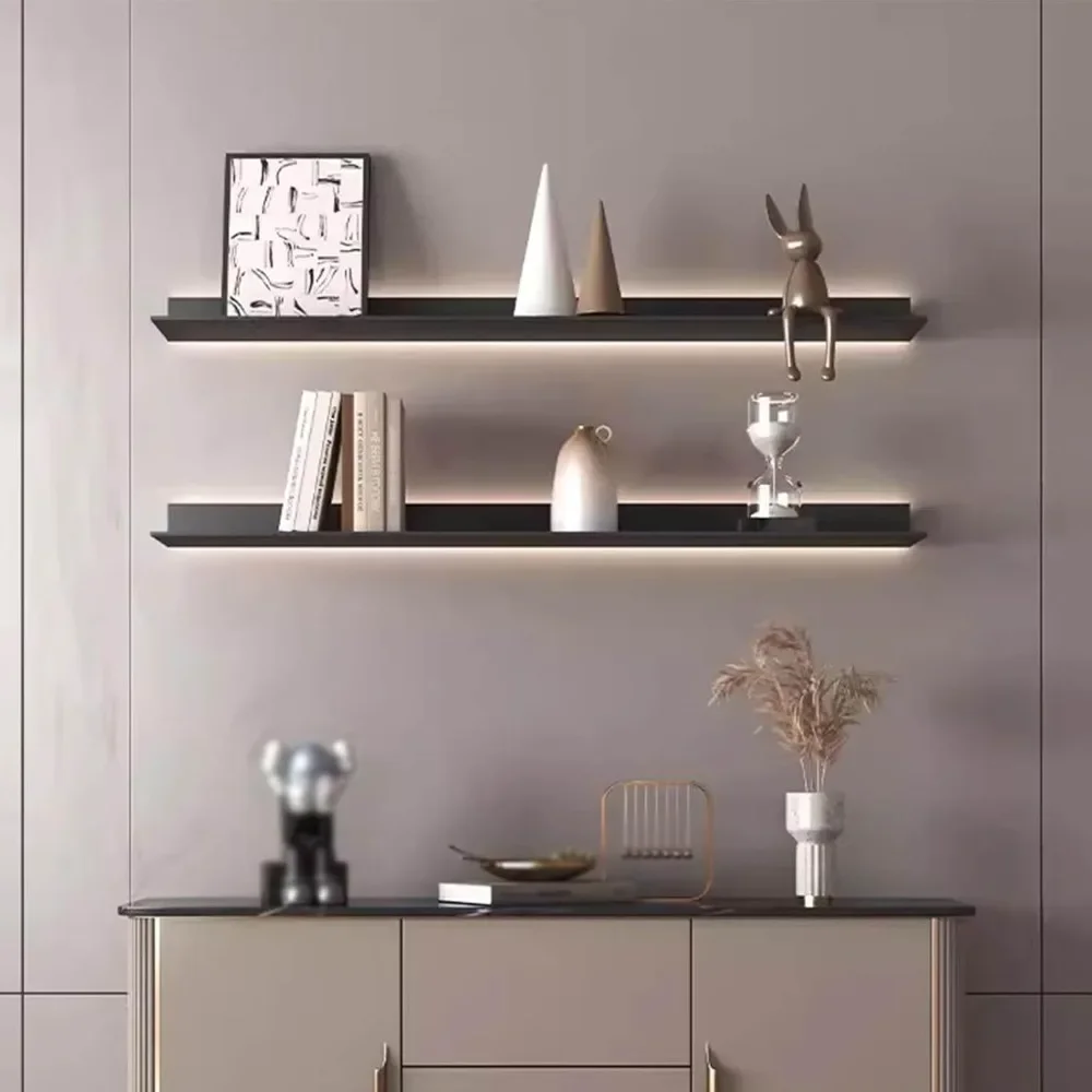 

Light-Emitting Shelves, Floating Wall Shelves with LED Light Aluminum Alloy Wall Storage Shelf for Plant Shelf Or Bookshelf
